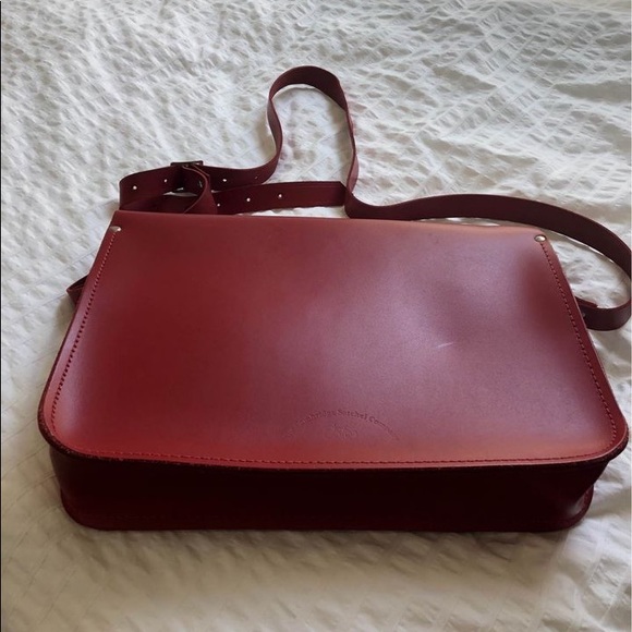Cambridge Satchel Bag Leather Red Large - Picture 2 of 3